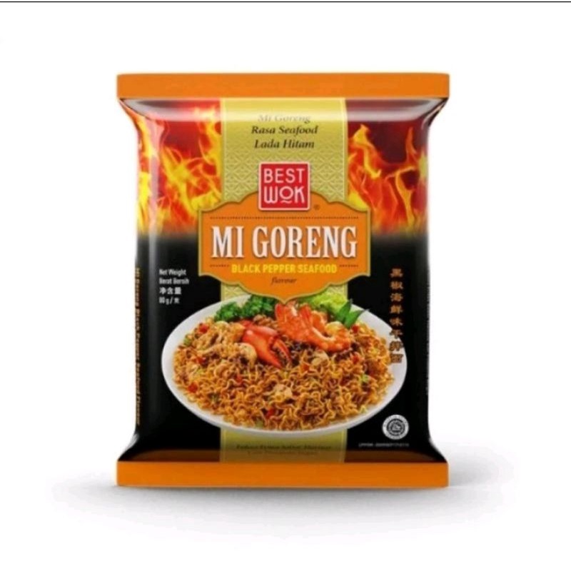

BEST WOK mi goreng black pepper seafood flavor 80 gr - indomie goreng rasa lada hitam