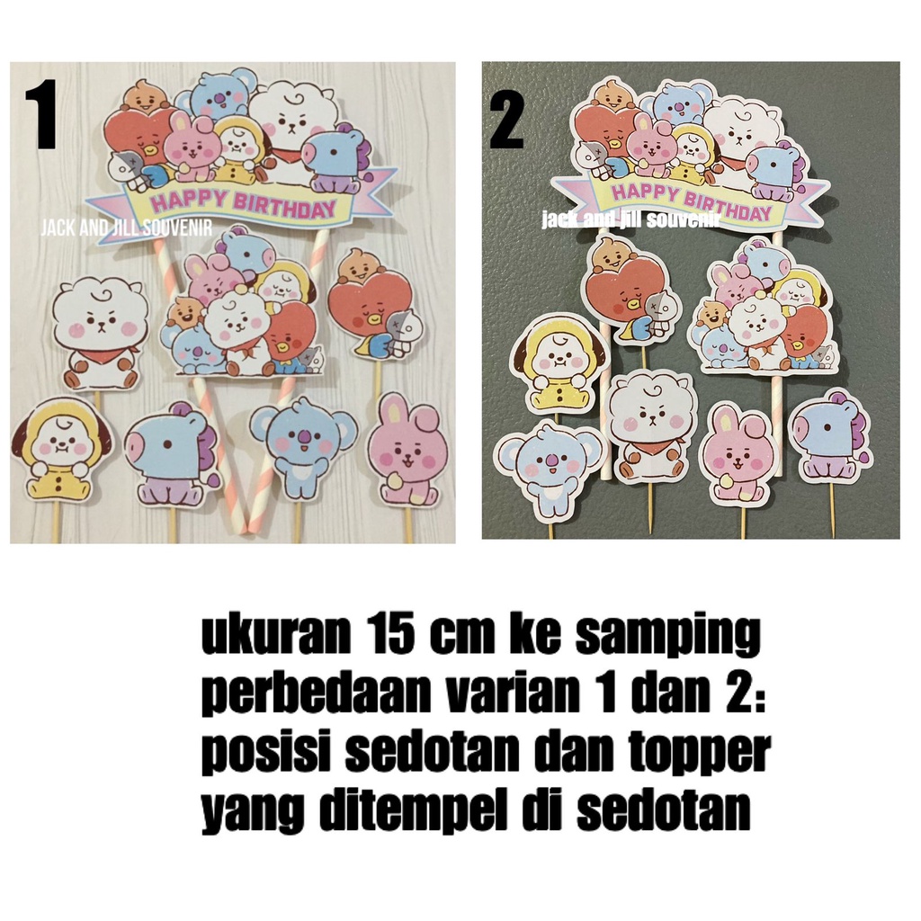 cake topper bt21 baby - banner topper cake - tusukan kue bt 21 bts baby