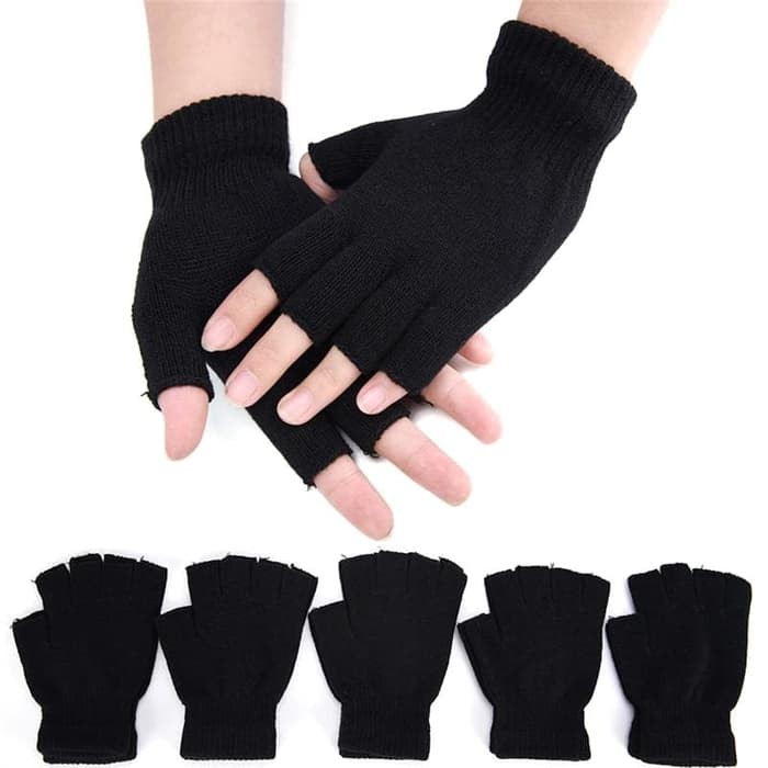 Sarung Tangan Jari Buntung Rajut / Hand Gloves Unisex Setengah Jari Terbuka