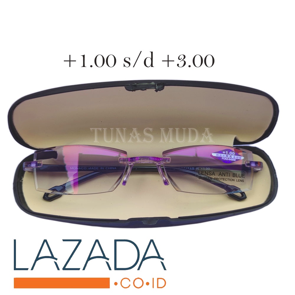 Kacamata Baca Plus Pria Dan Wanita Anti Sinar Blueray Lensa Double Fungsi - Free Box Dan Lap