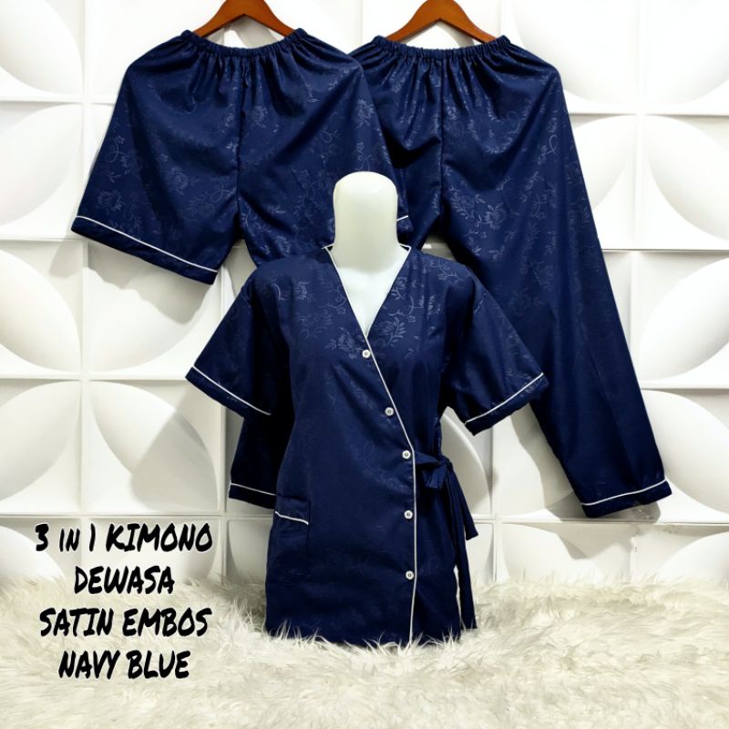 Piyama Kimono 3 in 1 satin embos fit to XL