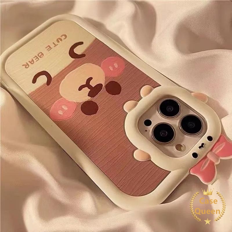 Bow-knot Little Monster Beruang Lucu Case Oppo A17 A7 A5s A12 A95 A76 A96 A16K A52 A16 A74 A55 A57 2022 A15 A57 2022 A53 A17K A3s A12E A54 A31 A5 A9 A16s A15s A36 Reno8 7 5 Gamis 5F 4F