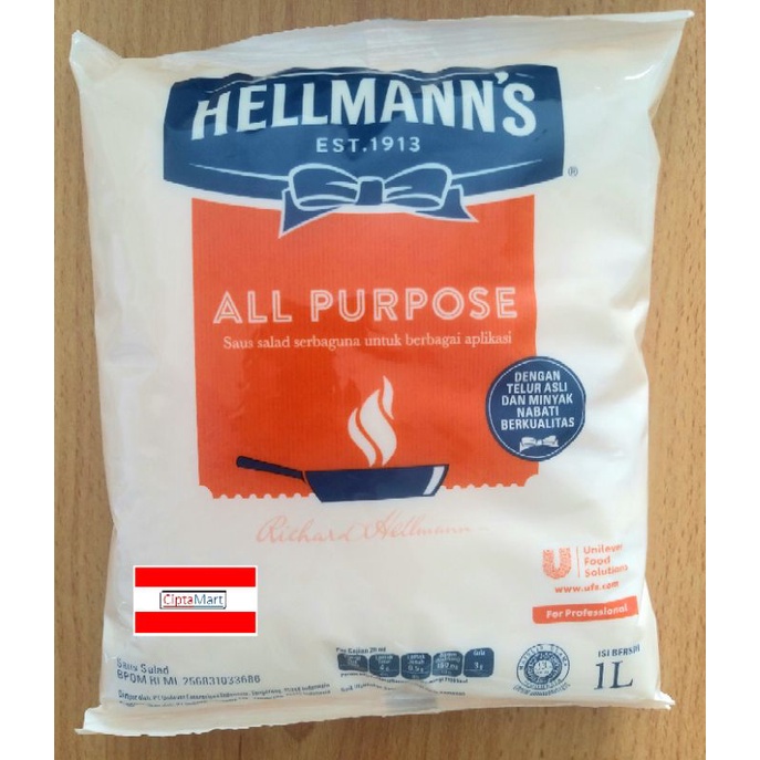 

Mayonais Helmann's Mayo All Purpose 1 Liter Pouch