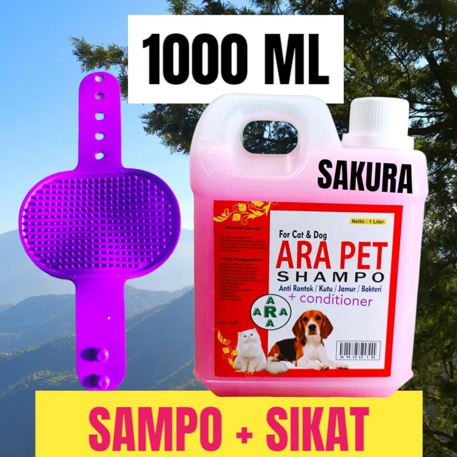 SHAMPOO + CONDITIONER DAN SIKAT GROOMING KUCING DAN ANJING NETTO 1000 ML