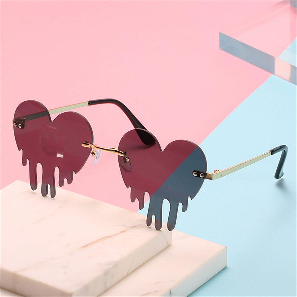 Lily Heart Rimless Sunglasses Halloween Pesta Liburan Lucu Eyewear UV400