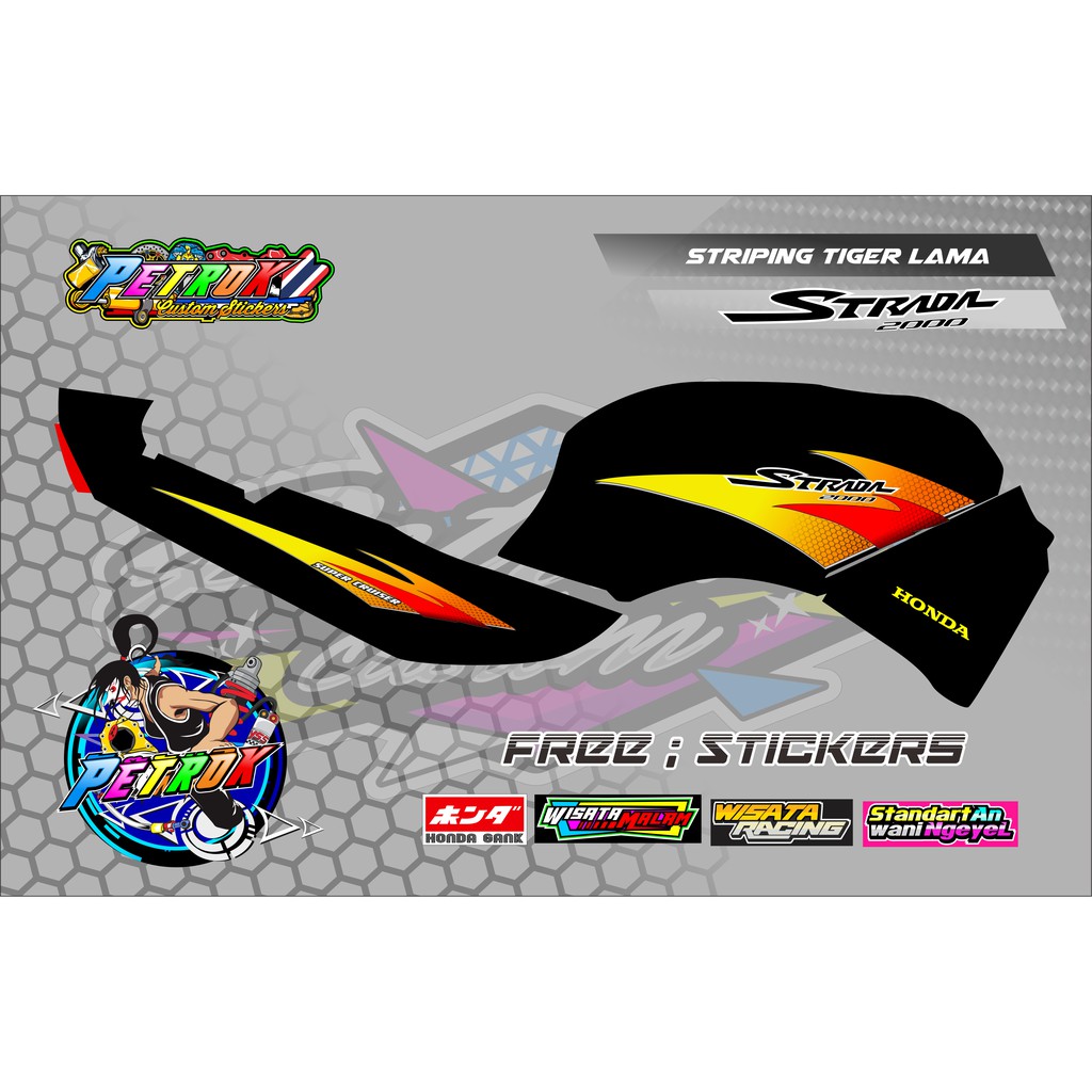 Striping Variasi Tiger lama 2000 Strada Stiker Motor Tilam
