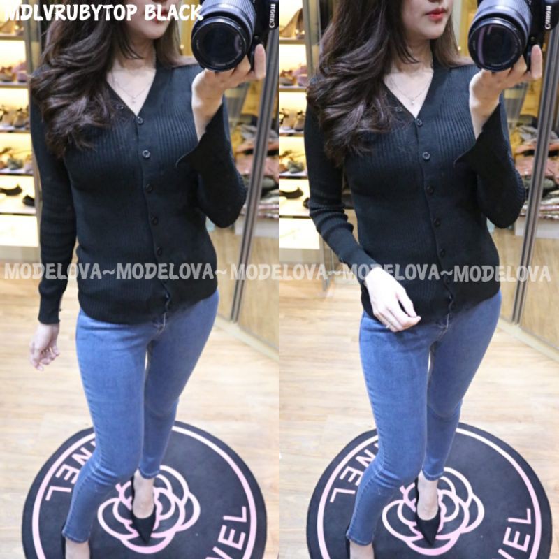 MDLV~TOP RUBY RAJUT // ATASAN LENGAN PANJANG RAJUT // FASHION WANITA