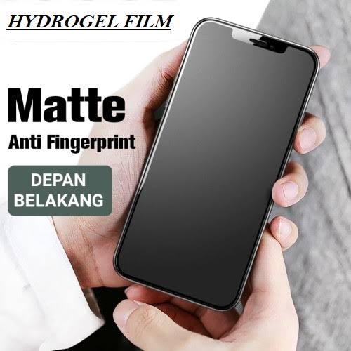 Hidrogel AG Anti Glare+Matte U IPhone 12 12 MINI 12PRO 12PROMAX 13 13MINI 13PRO 13PROMAX 11 11 PRO 11 PROMAX Hydrogel Model V TPU Film Tipis A Gores Layar Jelly Ful Cover MAX Minyak-Oil Mate Full Black-Gelap-Hitam Ngedoff Doff Dof Font Depan-Back Belakang