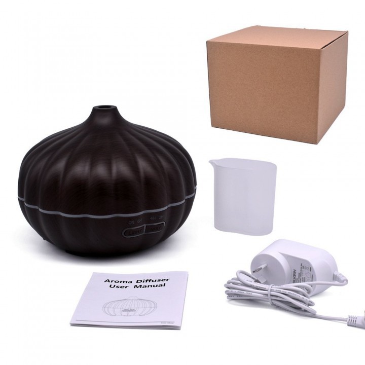 H11 - Wooden Pumpkin Essential Oil Humidifier 7 Color LED - Kapasitas 500ml