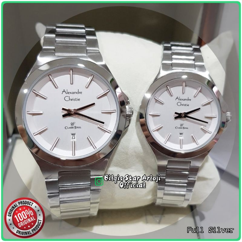 Alexandre Christie Couple Ac 8634 Classic Steel Silver Original