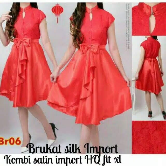 Baju Dress Wanita Dewasa Pesta Natal Kondangan Import Murah Kekinian Terbaru Party Dres Bahan Brokat