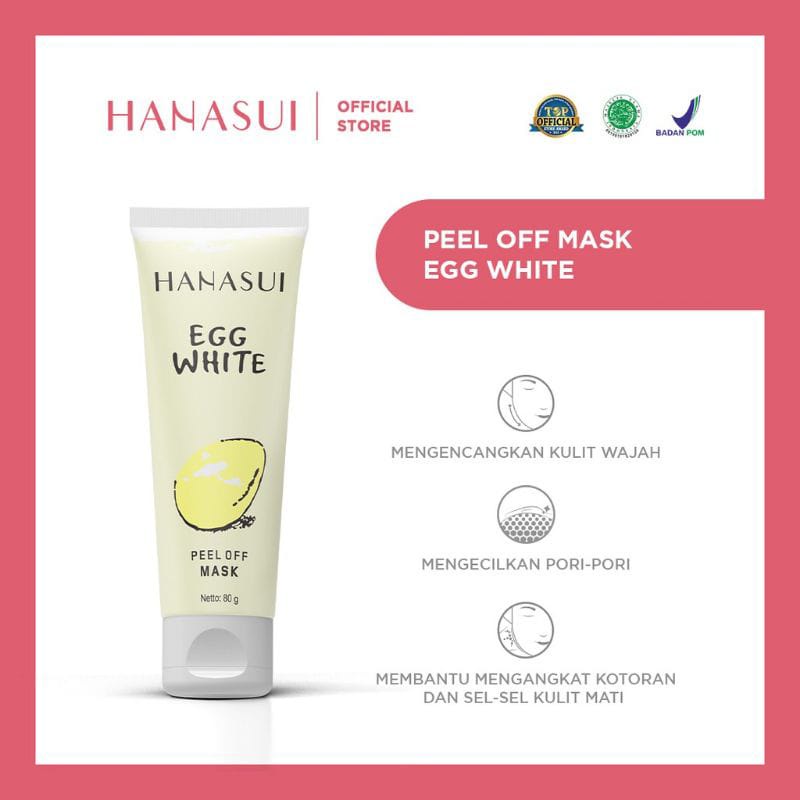 Qeila - HANASUI EGG WHITE PEEL OFF MASK 80 GRAM MASKER WAJAH PUTIH TELUR