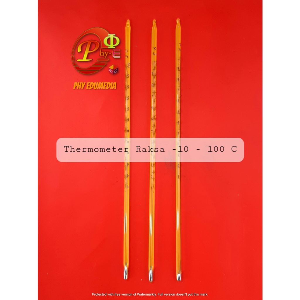 Thermometer Air Raksa -10-100 / Termometer Batang Raksa -10-100 C / Thermometer Raksa