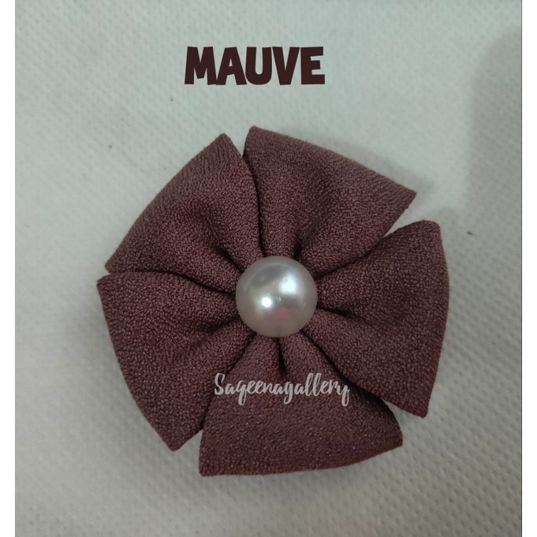 BROS BUNGA MUTIARA BROSS JILBAB MURAH MEWAH BROOCH HIJAB KAIN / SOUVENIR MURAH-Mauve