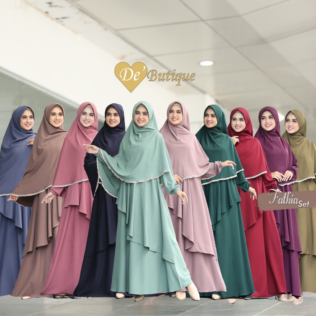 GAMIS SET HIJAB FATHIA BY DE BUTIQUE/ GAMIS SETKEKINIAN /GAMIS SET TERBARU/ GAMIS SET ITY CREPE