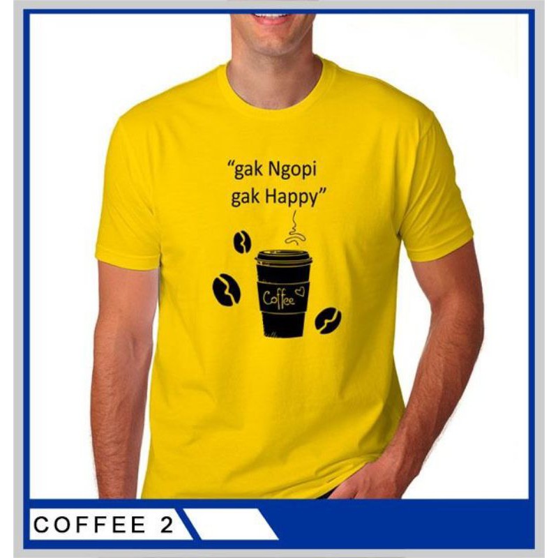 Jual Kaos Distro Bahan 100% Cotton combed 30s, Kaos pria sablon Kopi murah, kaos  kopi warung kaos