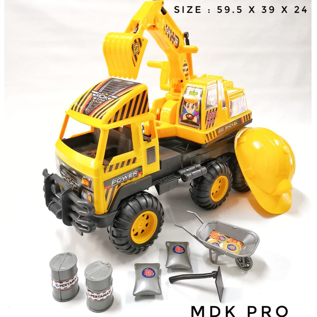 MAINAN ANAK MOBIL MOBILAN TRUK EXCAVATOR BESAR PLUS HELM / MDK 717 PRO