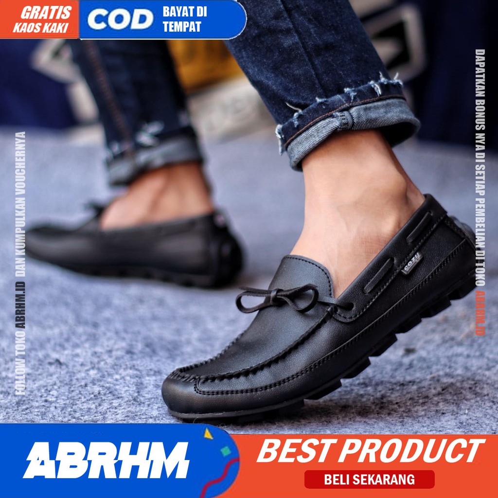 ABRHM X HOSTO Sepatu Casual Slip On Pria  Sepatu Pria Casual Pantofel Anti Slip Kantor Cowok mocasin Sepatu Kasual Kuliah Kondangan Gaya Santai Keren Kekinian Original Murah Terlaris