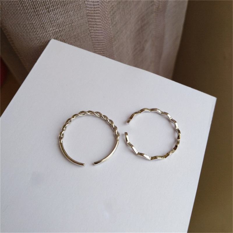 2pcs/set Cincin Fashion Terbuka Dapat Disesuaikan Untuk Wanita Gadis Ins Korea Gelombang Tangan Permen Perhiasan