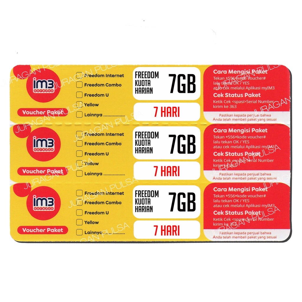 Voucher INDOSAT 7GB Freedom Kuota Harian 7Hari
