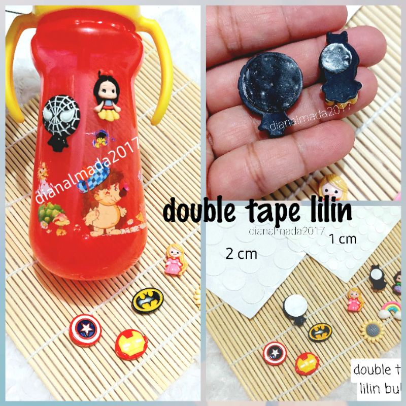 

double tape lilin bening bulat 2 cm dan 1 cm