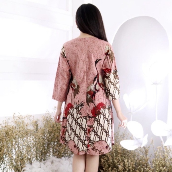 Promo Midi Dress Batik Wanita Modern Cheongsam Sangjit Tehpai Murah