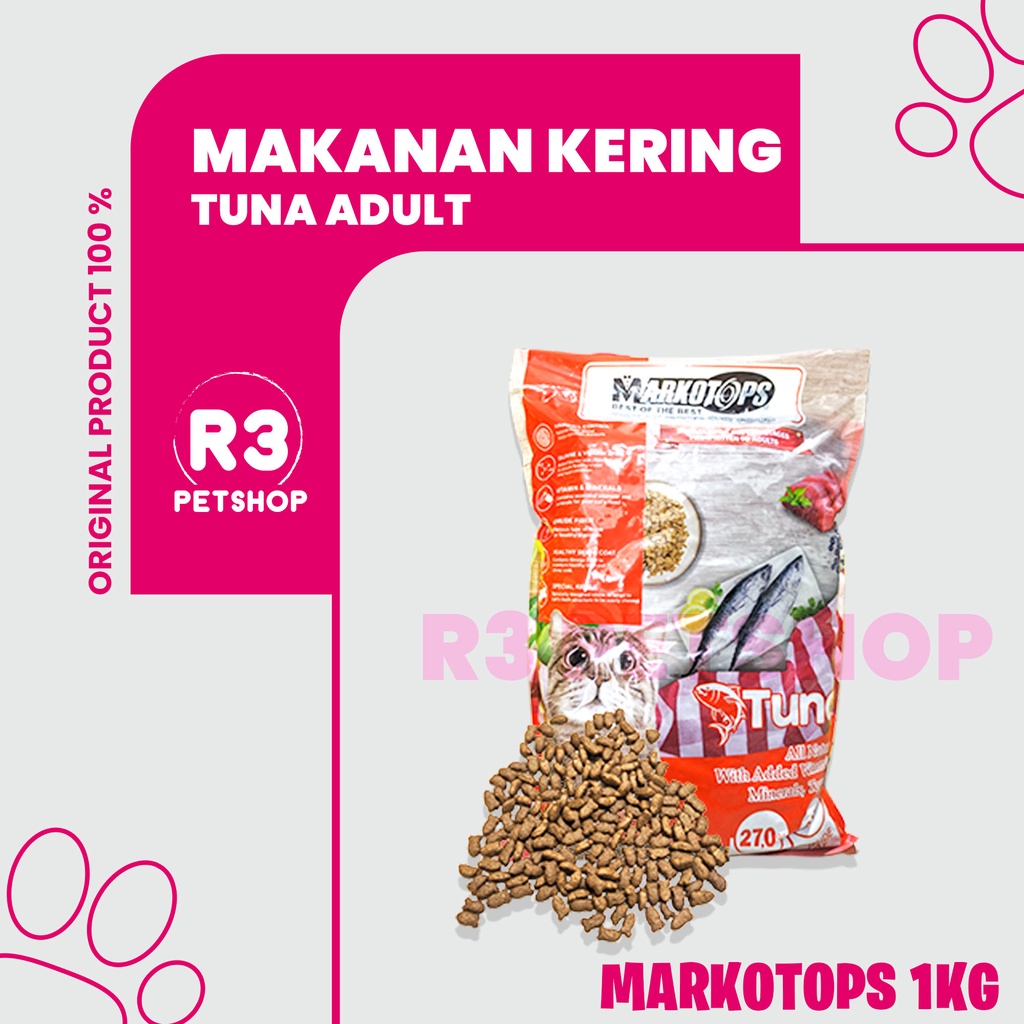 Makanan kucing Markotops 1kg adult Dry food murah