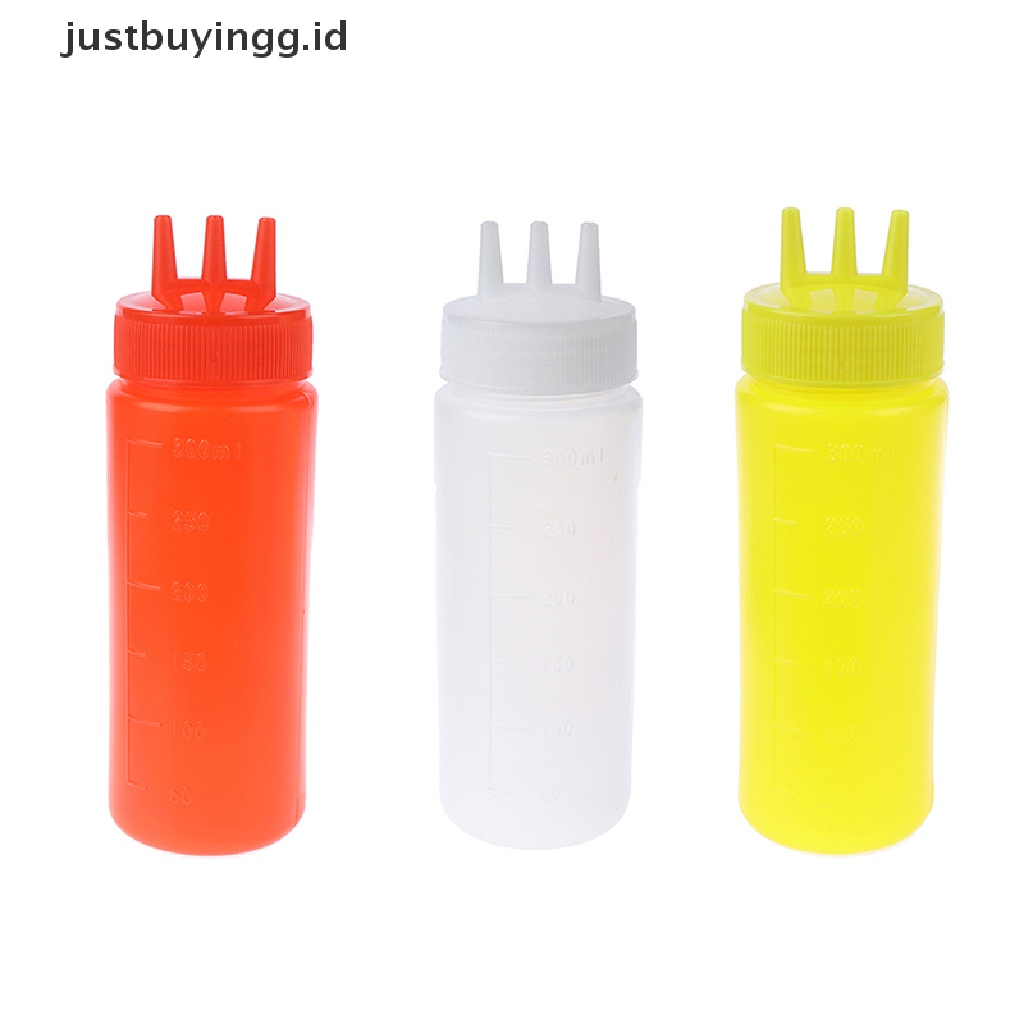 (Justbuyingg.Id) Botol Squeeze 3 Lubang Untuk Saus / Cuka / Minyak / Kecap