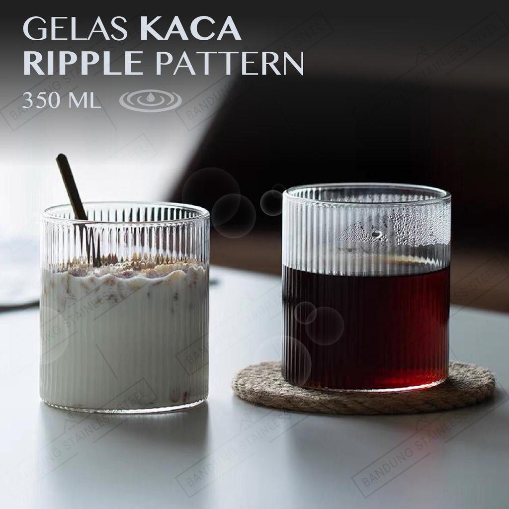 Gelas Kaca Kopi Susu Ripple Yo-Reum Aesthetic Korean Cafe Crystall Drinking Glass