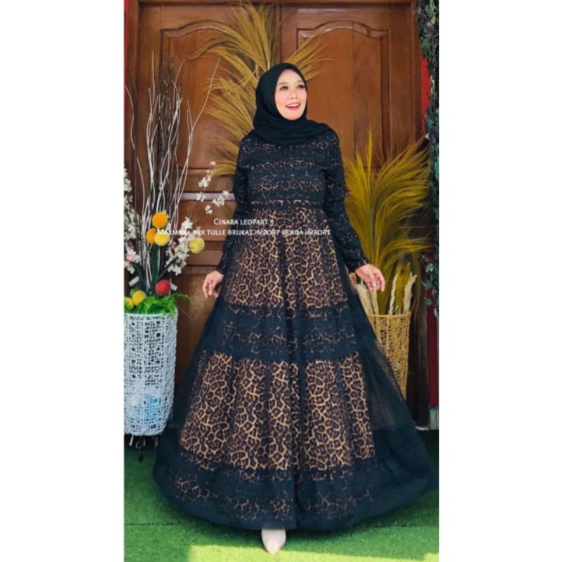 GAMIS TUTU MEWAH LEOPARD PREMIUM ORI OHC READY PUTIH WHITE