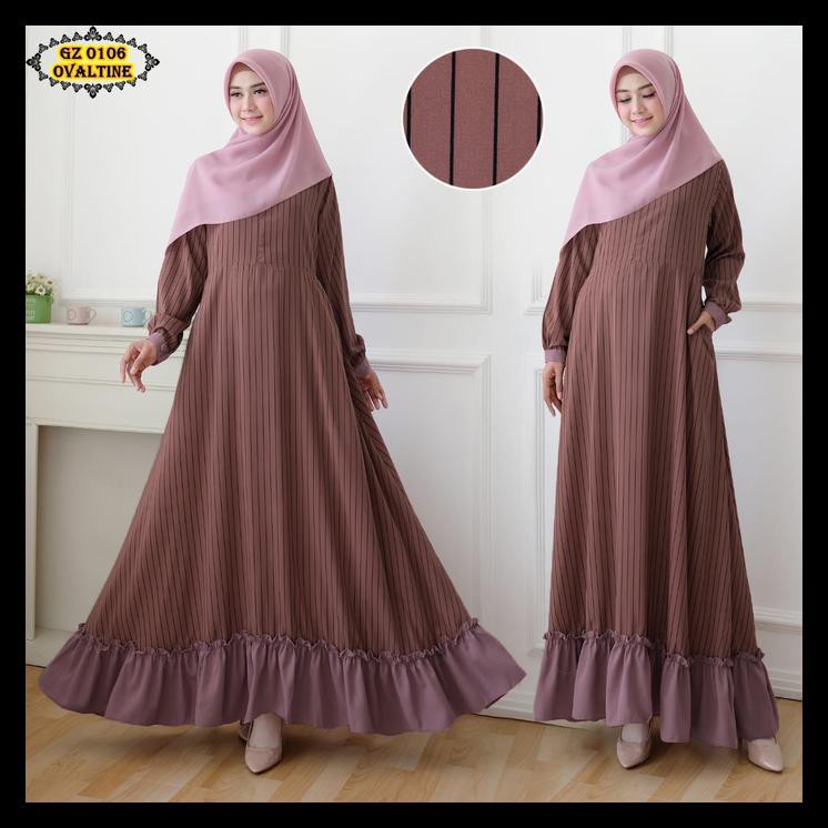 Gamis Wolfis Salur Gz0106 Ovaltine/ Gamis Salur Coklat/ Gamis Jumbo - L
