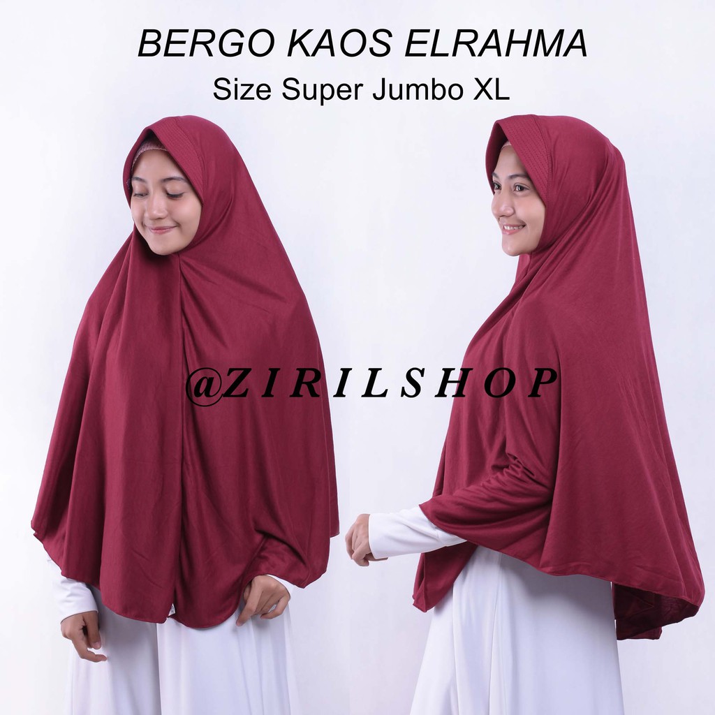BERGO KAOS TANPA SERUT ORI ELRAHMA / JILBAB NON SERUT JUMBO / HIJAB SEKOLAH DAN DEWASA SYARI
