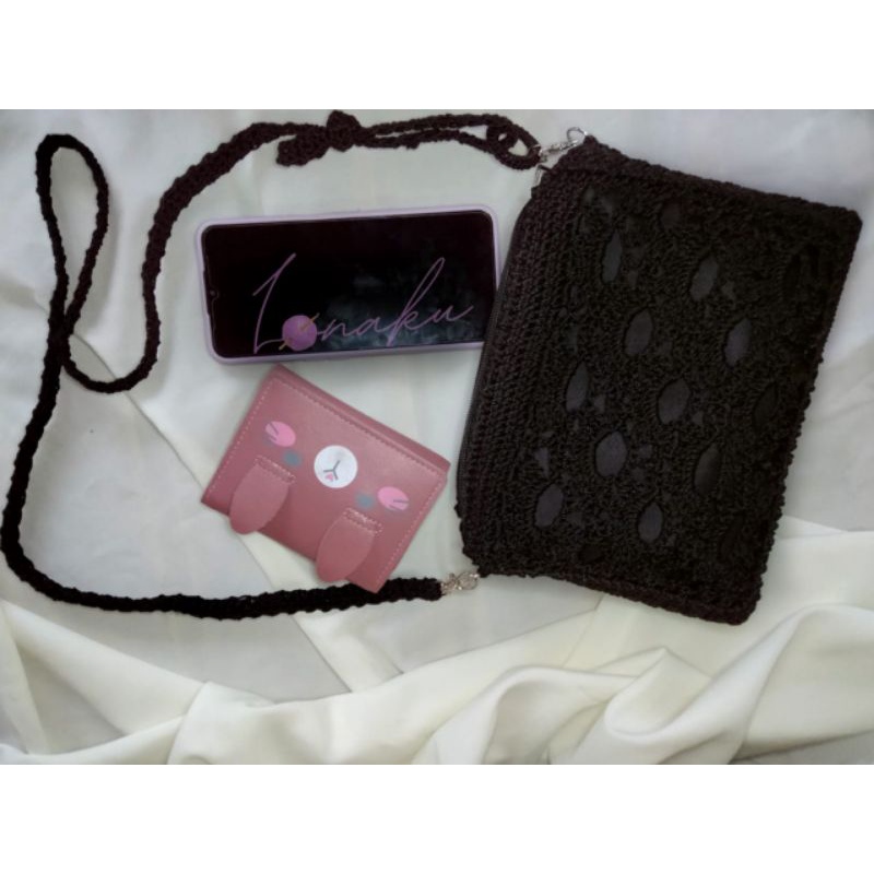 Tas Rajut selempang / Mini bag Motif Lace Lonaku