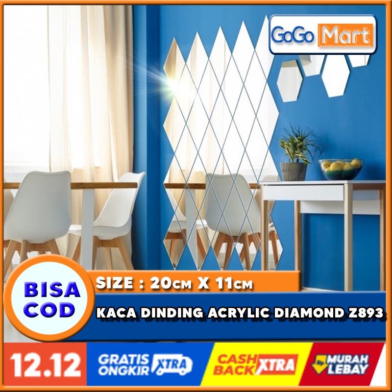 [PROMO] Kaca Dinding Acrylic DIAMOND/Stiker Kaca Dinding Bening Z893