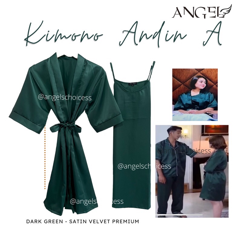 Kimono andin ikatan cinta / Baju tidur satin perempuan / Kimono wanita
