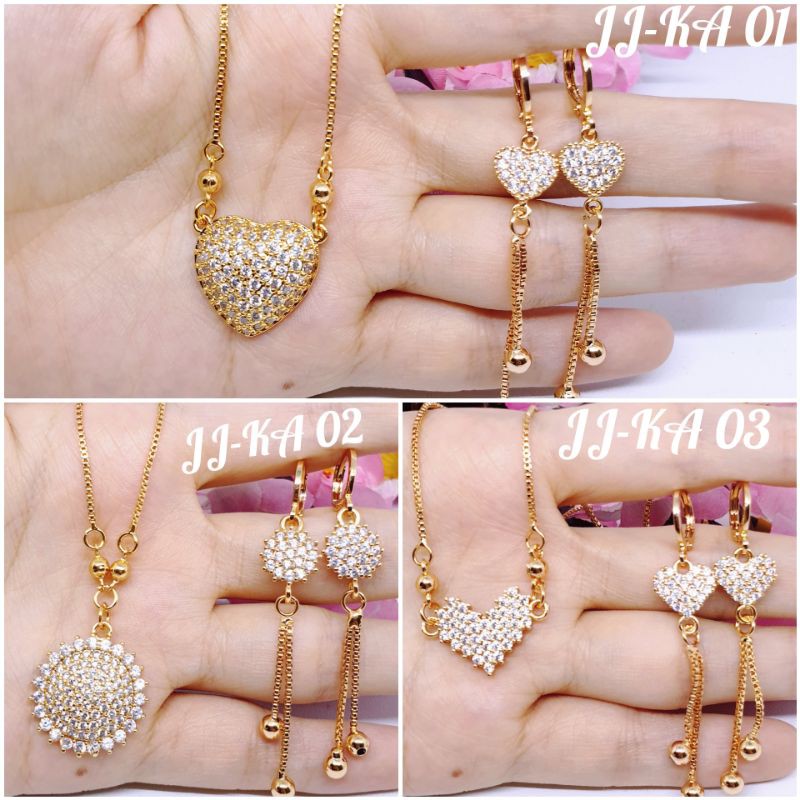 kalung set Anting permata zircon uk45cm ♡KABUKI SET♡