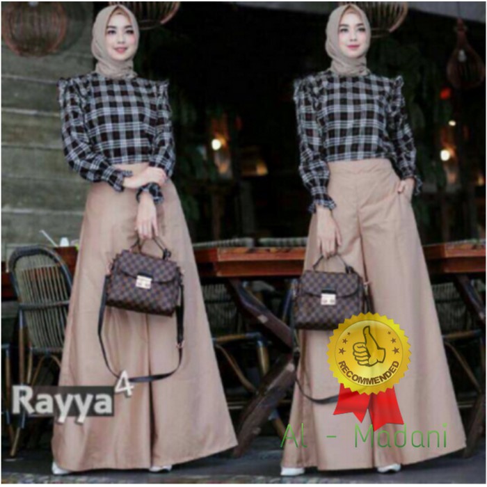 HOT Baju Setelan Kerja MUSLIM WANITA Rayya Set + FREE PASMINA - Merah B00095