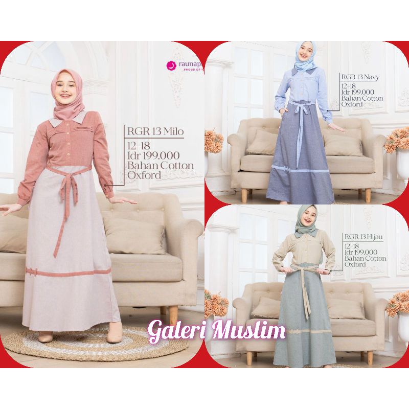 Rauna Gamis Remaja RGR 13 Milo// Navy//Hijau