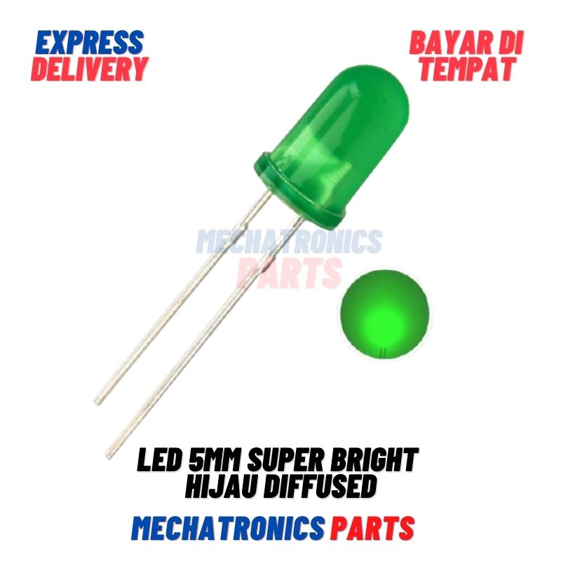 LED 5MM SUPER BRIGHT GREEN HIJAU DIFFUSED