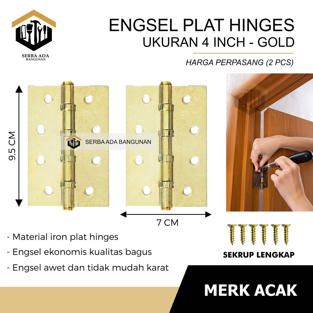 [COD] Engsel Pintu Jendela 3 Inci 4 Inch - PLAT BESI ( HARGA 1 PASANG KOMPLIT DENGAN MUR) HIGH QUALITY