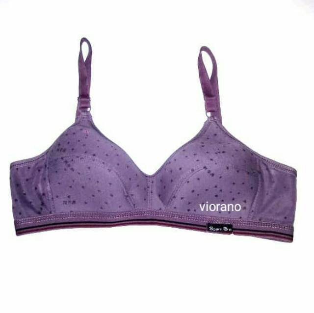 Sport Bra Remaja List Motif Tanpa Kawat Busa Tipis Bh Anak Pelajar Abg Cup Kecil Size 34-42