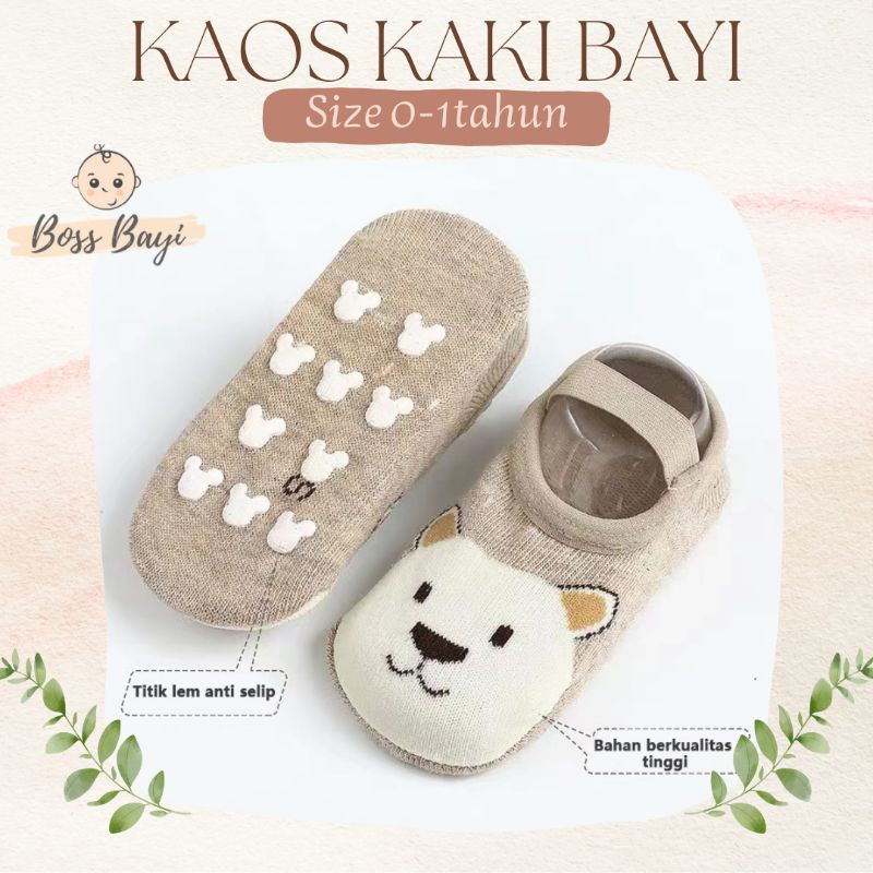 Kaos Kaki Bayi Strap Tali Karet + Antislip Motif Hewan