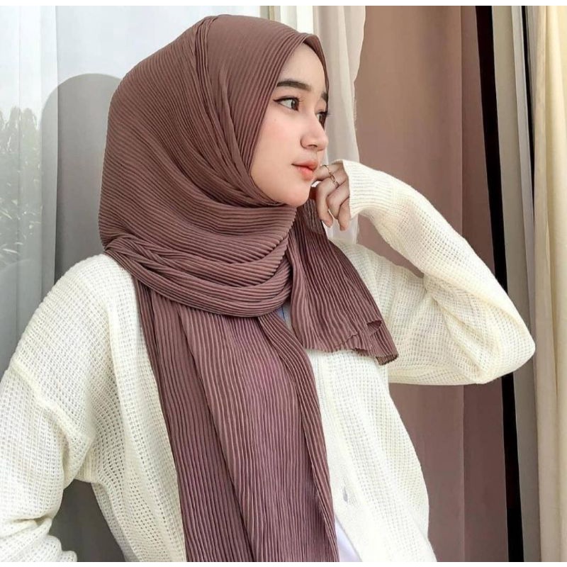 hijab pashmina plisket premium panjang 75x170 tanpa garis tengah//pashmina plisket terlaris murah-3
