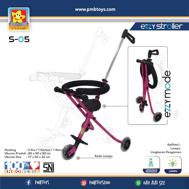 Magic Stroller / Tricycle anak pmb ezzy s05 mode stroller ezzy pmb s-05 Roda 3