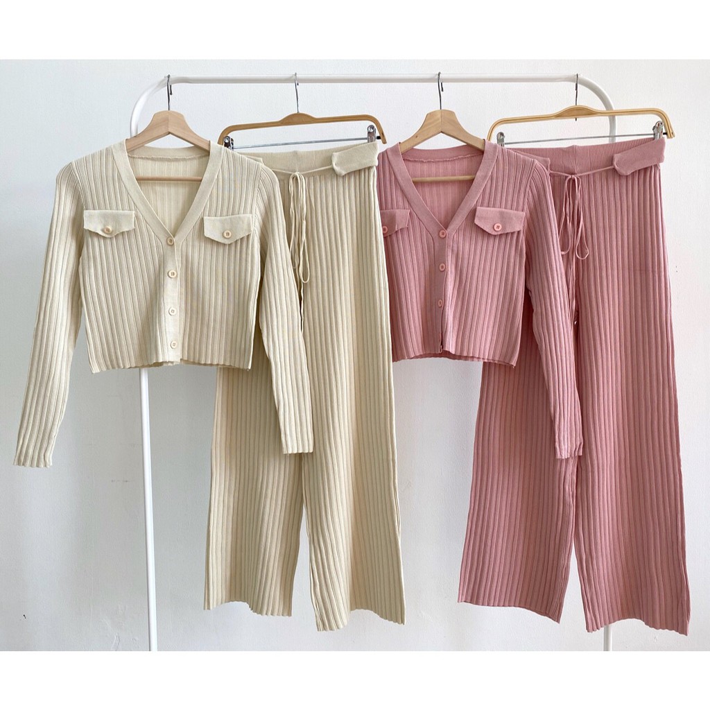 SET5811 Lulu Lala Premium Rib Knitted Set-7
