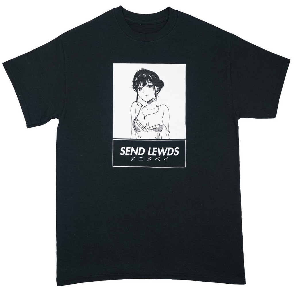 Tshirt Send Lewd Girl Kawaii Black Anime Manga Premium