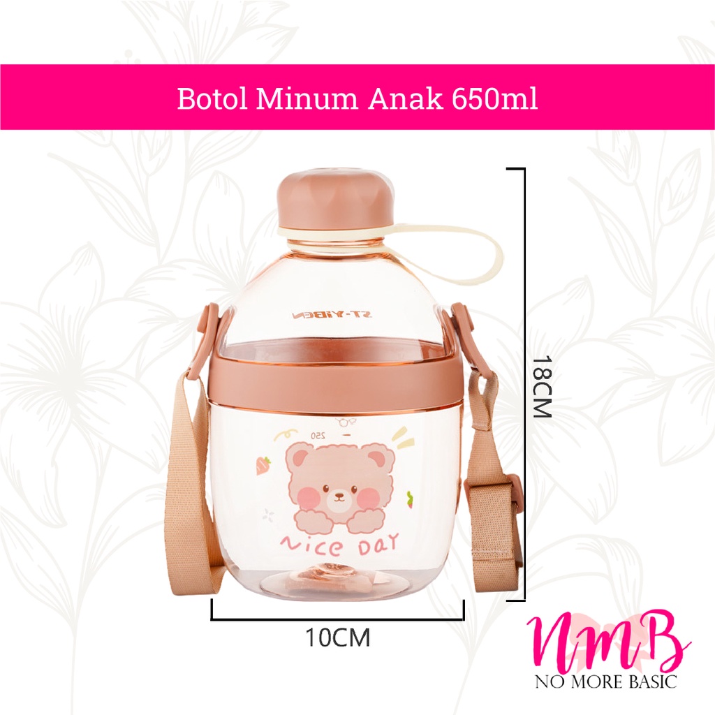 Botol Minum Anak 650ml BPA Free Karakter Kartun Binatang Lucu