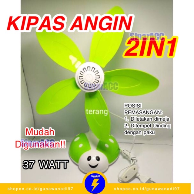 KIPAS ANGIN JEPIT 36W / 37W 5 baling KARAKTER DORAEMON KIPAS DINDING 3 IN 1 KYZUKU kipas Kumbang