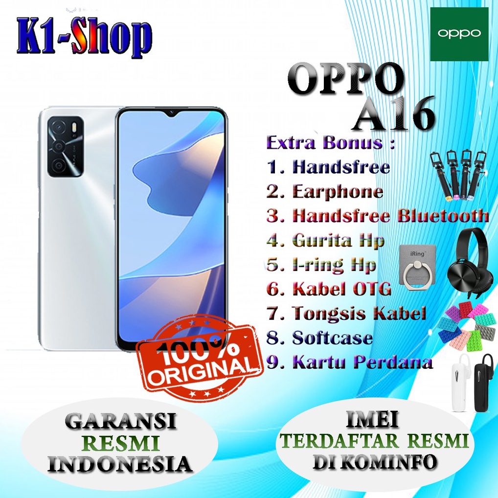 HP BARU OPPO A16 RAM 3/32GB & RAM 4/64GB GARANSI RESMI OPPO INDONEIA-RAM 3/32 Silver