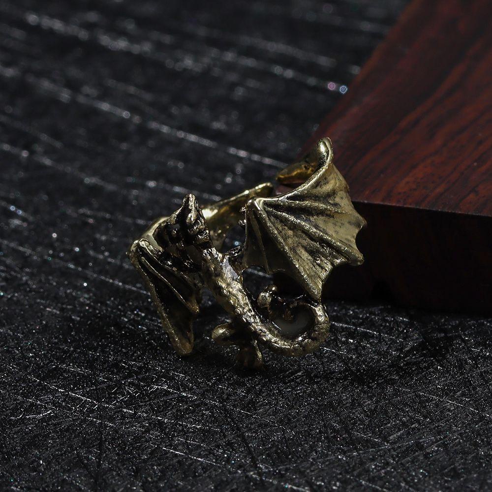 Lily Noctilucent Naga Cincin Hadiah Halloween Punk Single Pria Hip Hop Pterosaur Ring